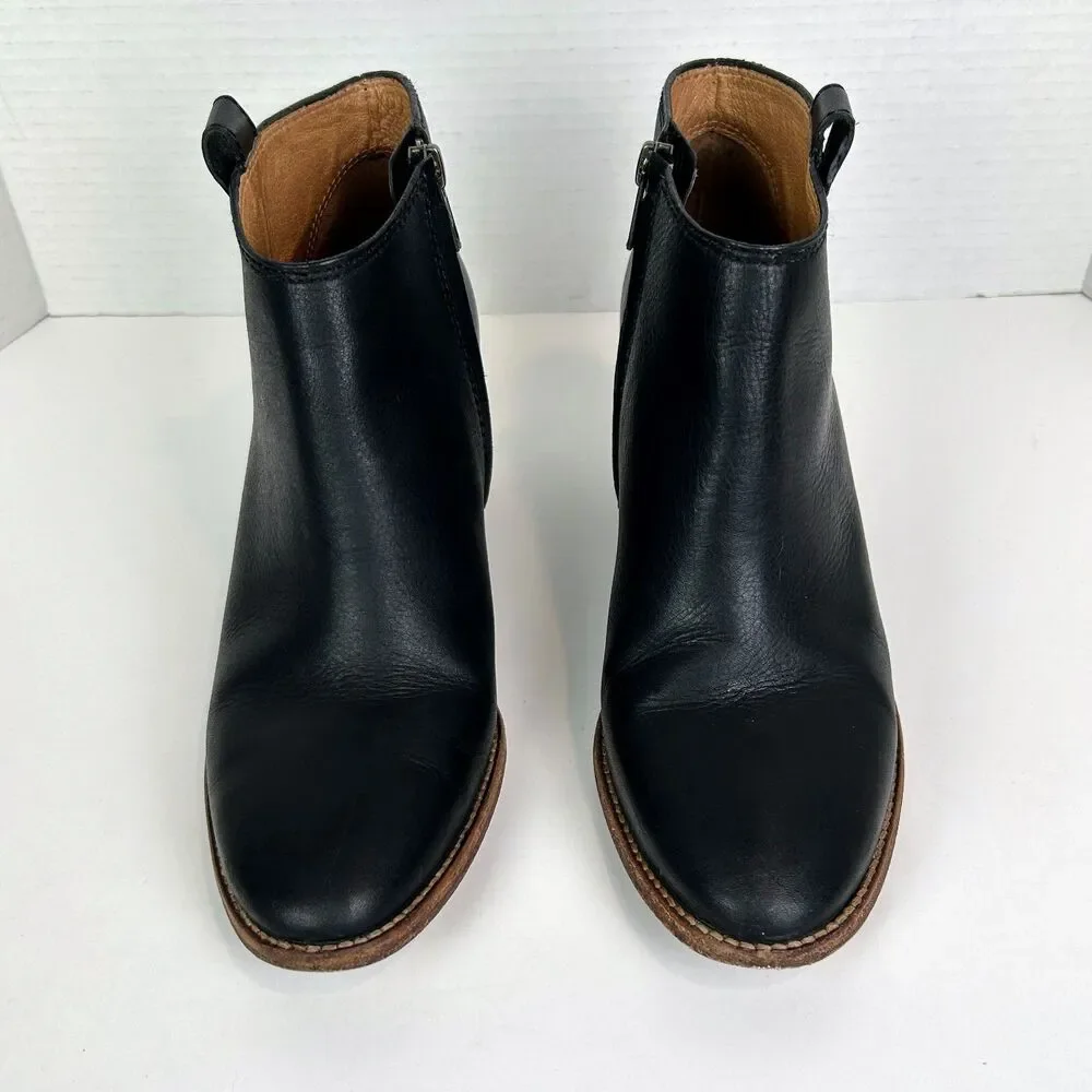 Madewell Billie Boot Black Ankle Booties Stacked Heel Full Leather Classic sz 8